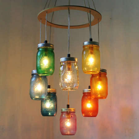 mason jar ideas colourful pendant light