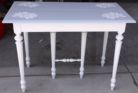 Painted table with stencil design