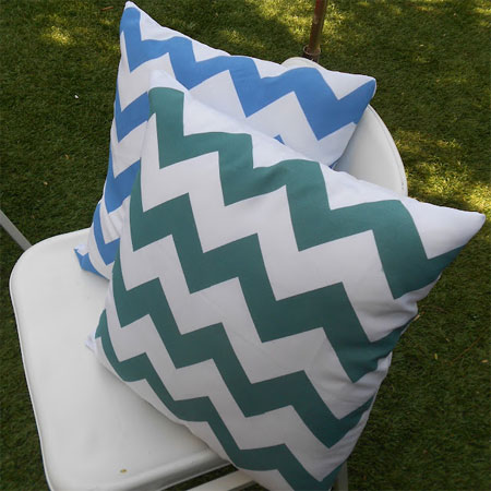 Spray paint on fabric for designer cushions