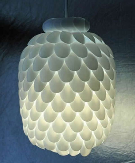 Pendant shade with plastic spoons