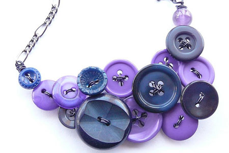 Use buttons, beads and paper to make a vintage necklace