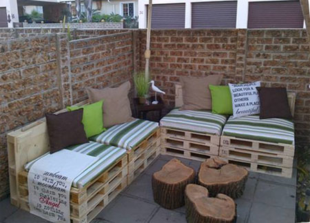Pallets into patio furniture