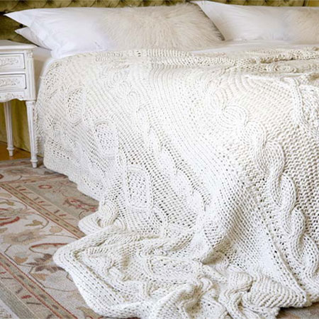 Knit a cable bed throw or blanket
