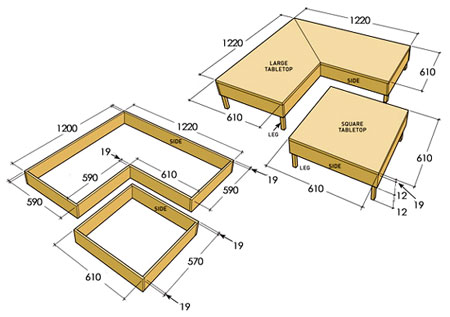 Make a modular coffee table 