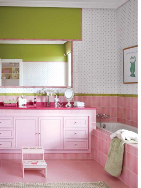 pink lime bathroom little girl