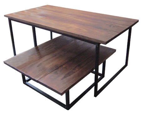 Make a wooden coffee table with steel frame base