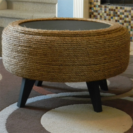 rope string tyre ottoman
