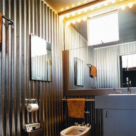 Corrugated sheet metal in bathrooms 