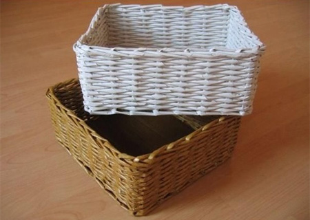 Make rolled paper 'wicker' baskets 