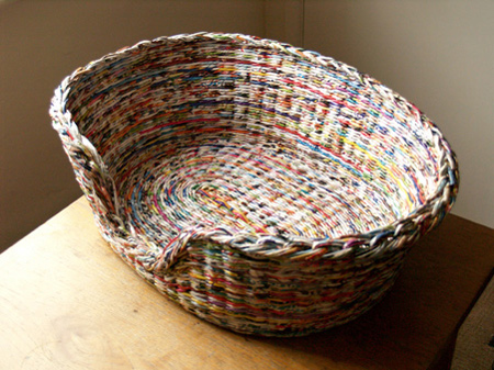 Make rolled paper 'wicker' baskets dog basket