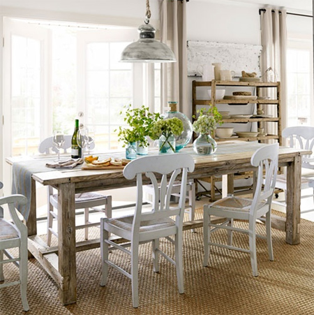 Decorate a home in modern rustic style dining room reclaimed wood furniture farmhouse cottage accents accessories