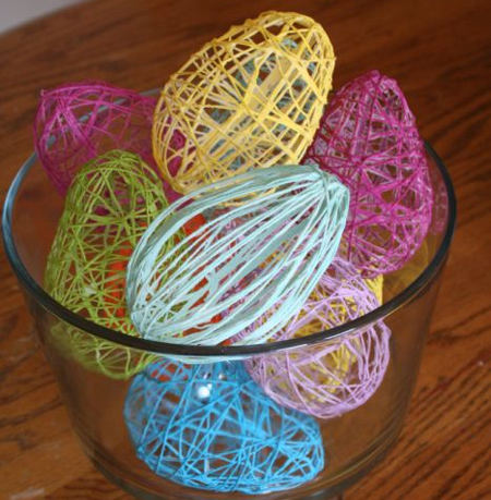 Colourful Easter egg garland twine string