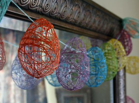 Colourful Easter egg garland twine string