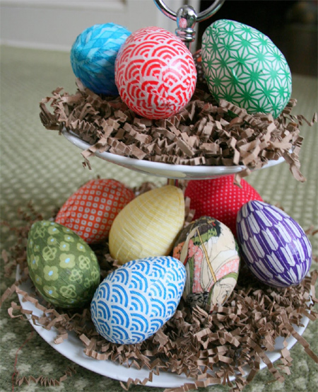 Paper or frabric covered easter eggs