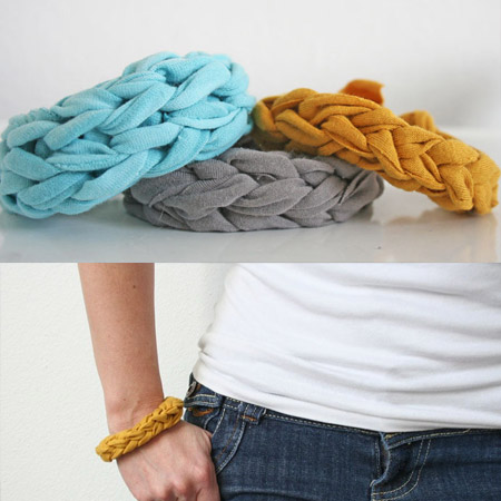 upcycle repurpose recycle old t-shirts bangle bracelet jewellry
