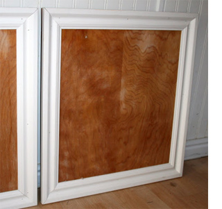 Update wood kitchen cabinets with moulding and trim