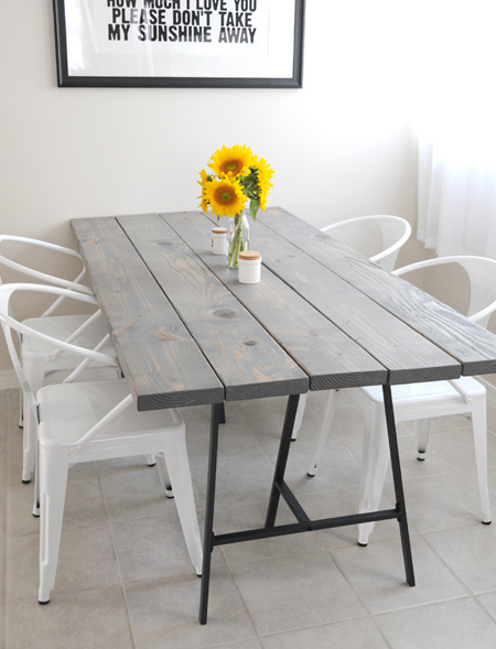 Easy DIY tables with trestle legs reclaimed planks