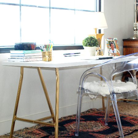 Easy DIY tables with trestle legs gold 