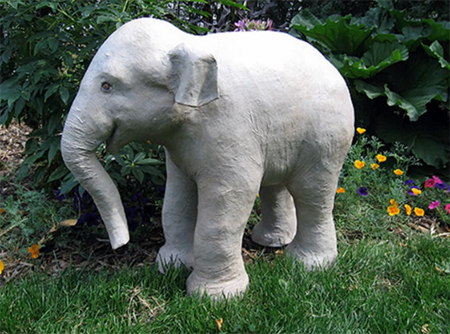 paper mache baby elephant sculpture