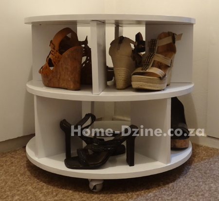 diy upholstered shoe carousel storage
