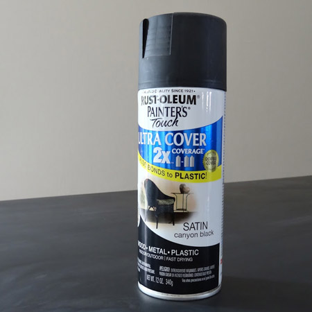 Rust-Oleum 2X satin canyon black to spray the table