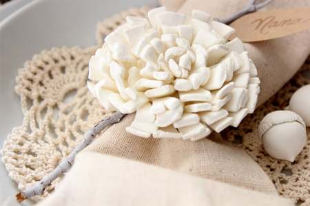 Beautiful serviette flowers from clay 