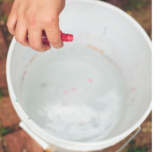 Paint pots splashed with nail varnish
