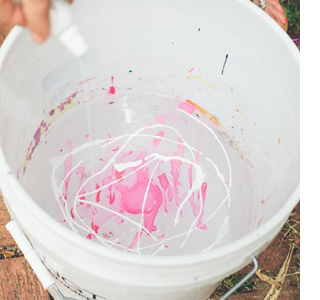 Paint pots splashed with nail varnish