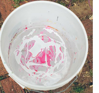 Paint pots splashed with nail varnish