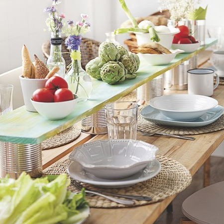 Make a table topper for your dining table  raised centrepiece