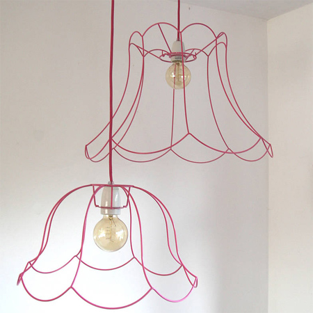 Fabric wrapped wire lampshade 