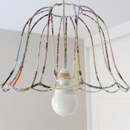 Fabric wrapped wire lampshade ghost shade