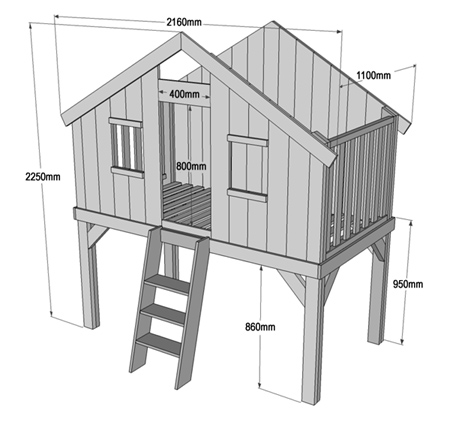 DIY loft bed playhouse or clubhouse 