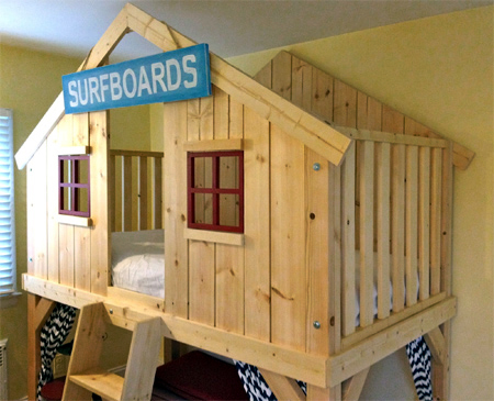 loft bed playhouse or clubhouse for little boy or little girl