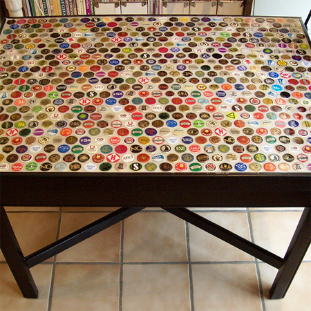 Craft ideas using bottle caps table