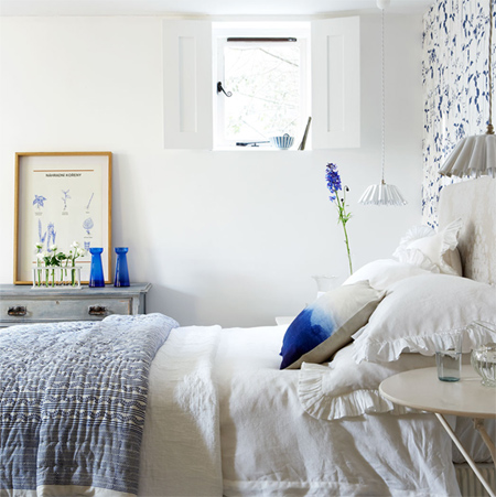 decorating with white living spaces interiors bedroom with blue