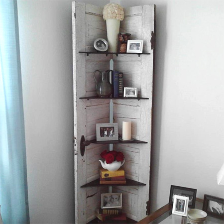 ideas and ways to repurpose upcycle recycle use old doors corner shelf unit