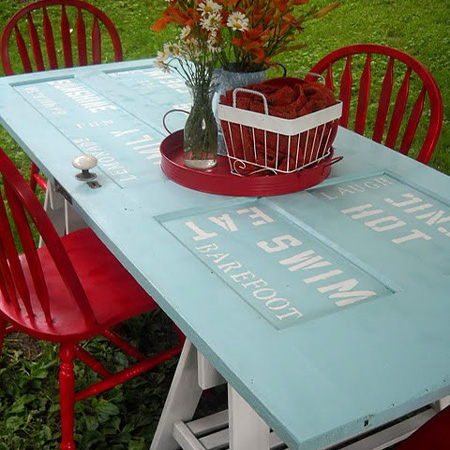 ideas and ways to repurpose upcycle recycle use old doors outdoor picnic garden table