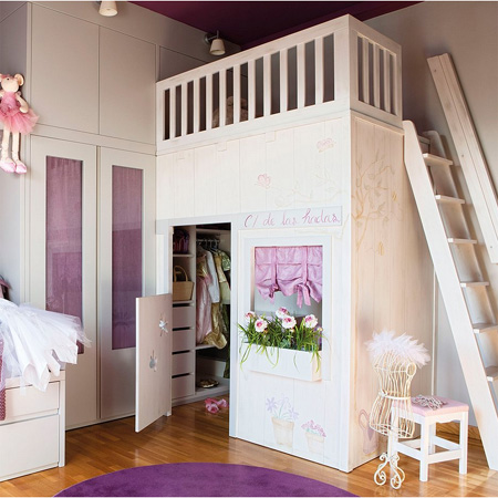 Space-saving design for childrens bedrooms built in and modular furniture