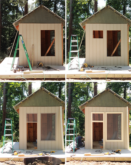 turn old hut into childrens outdoor playhouse adding sides