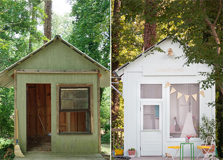 garden shed becomes childrens outdoor playhouse