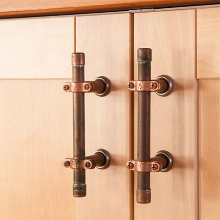 copper galvanised pipe handles cabinets and drawers