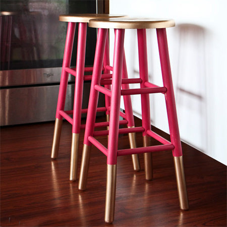 Gold-dipped bar stools with rust-oleum universal pure gold