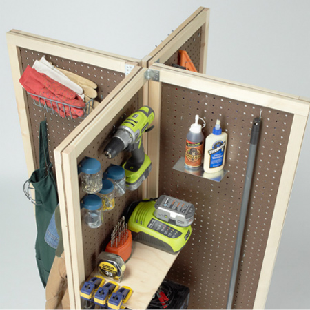 mobile pegboard workshop garage craft hobby storage unit