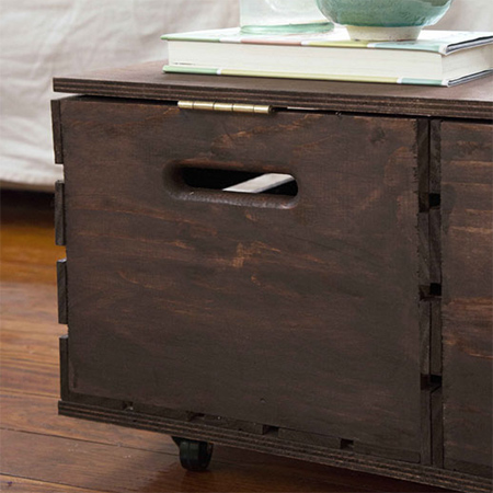 Wine crate storage coffee table 