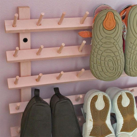 Shoe storage ideas dowel hanger racks