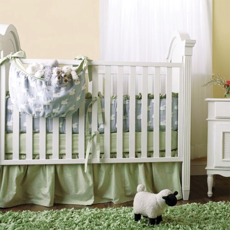 Decorate a gender-neutral nursery with a lamb or sheep theme green