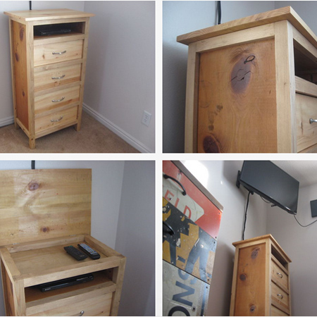Reclaimed and recycled wood linen drawers 