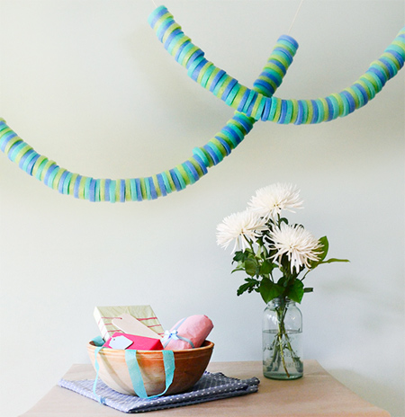 Get crafty with pool noodles and make a colourful garland 