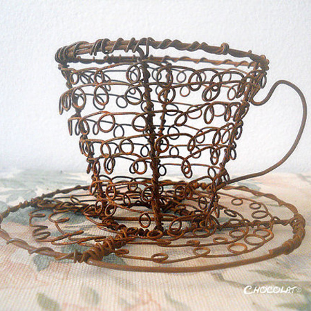 Crafty ideas to use wire for home decor projects teacup and saucer